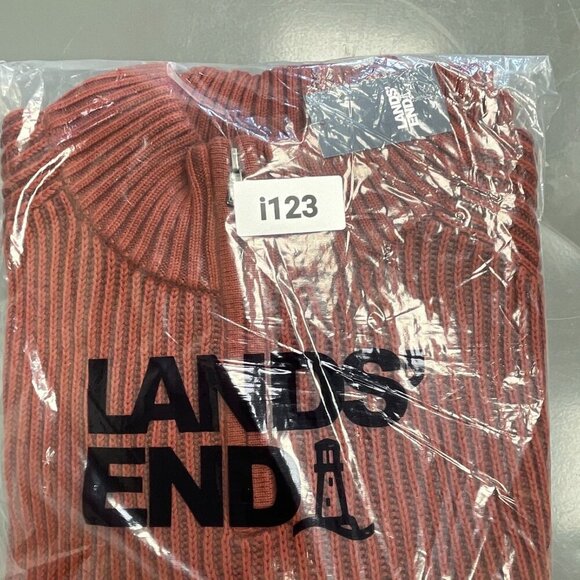 NEW Lands’ End Men’s XL Ribbed Knit Sweater Mock neck Red Rust 100% Cotton - Picture 9 of 9